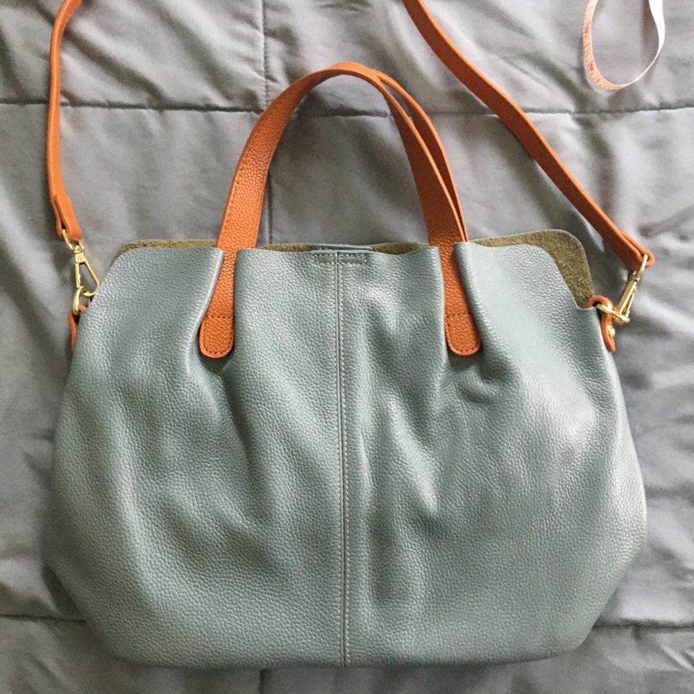 Blue leather purse